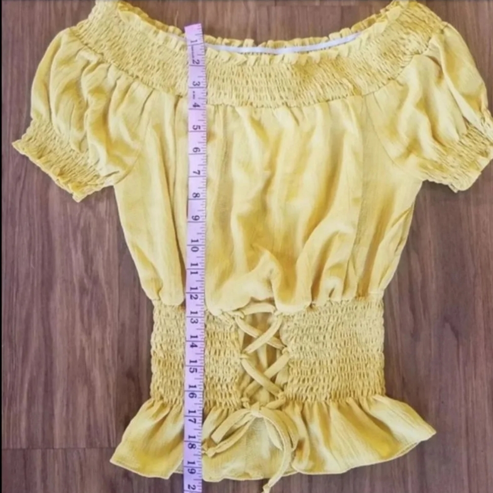 NWT Smocked Lace-Up Off The Shoulder Top - Picture 8 of 12